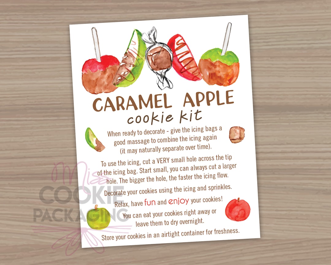 Caramel Apple DIY Cookie Kit Instructions Card Etsy