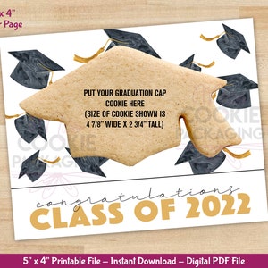 12 x 10 cm Glückwunschklasse 2022 Abschluss-Abschluss-Kappen-Plätzchen-Karte, Abschluss-Plätzchen-Karte, Abschluss-Tag, Cookie-Verpackung, Cookie-Karte