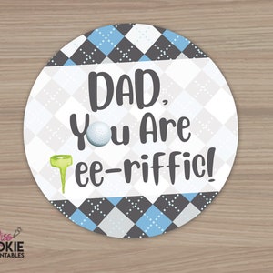 PAI, você é Tee-riffic! Etiqueta de biscoito de golfe, etiqueta redonda de 2 "para biscoitos de golfe para o dia dos pais, camiseta do pai-riffic, etiqueta para o dia dos pais de golfe, embalagem de biscoitos de golfe