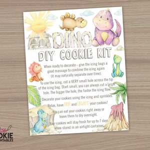 Dinosaurier DIY Cookie Kit Anleitungskarte 10x15cm Dino Jungle Cookie DIY Dekoration Kit Karte Dinosaurier Ei Rock Cookie DIY Anleitungskarte