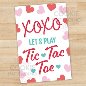 XOXO Let's Play Tic Tac Toe 2 "x 3" Cookie Tag, Happy Valentine's Day Tic Tac Toe Cookie Tag, Cookie Tag, XO Cookie Tag