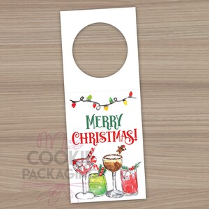 2,75 "x 4" imprimable joyeux Noël alcool alcool vin bouteille étiquette de cou, étiquette de bouteille de spiritueux de Noël, alcool bouteille de vin étiquette de cadeau de Noël
