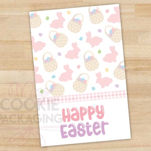 Happy Easter 2&quot; x 3&quot; cookie tag, Baskets and Bunnies cookie tag, Easter bunny cookie tag, Easter bunnies and baskets cookie packaging tag