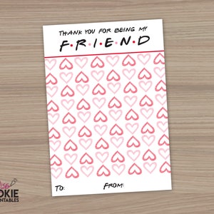 Printable Mini Cookie Card - 3.5&quot; X 5&quot; - Thank you for being my Friend - Friends Cookie Packaging Mini Cookie Card Cookie Card