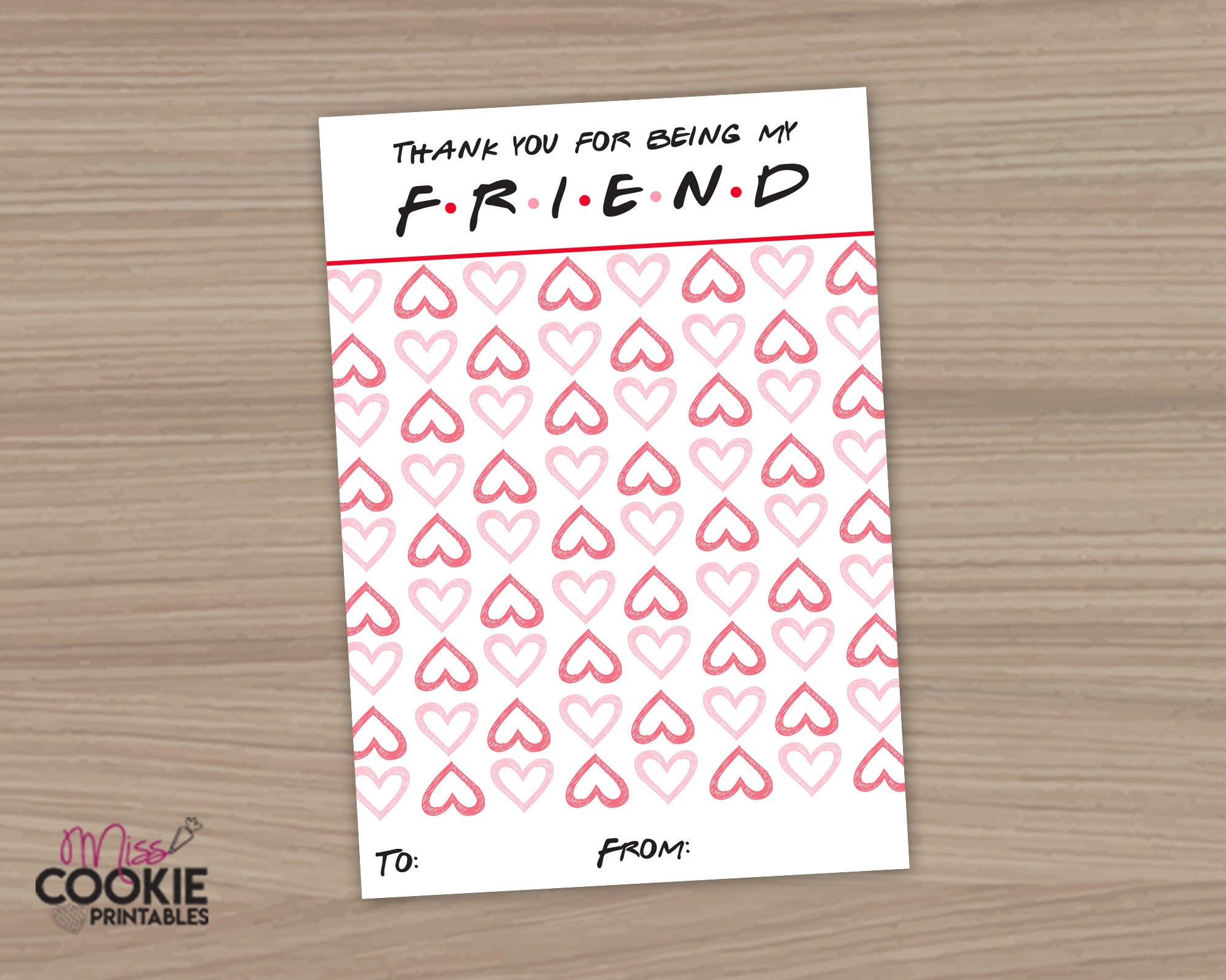 Printable Mini Cookie Card 3.5 X 5 Thank You - Etsy