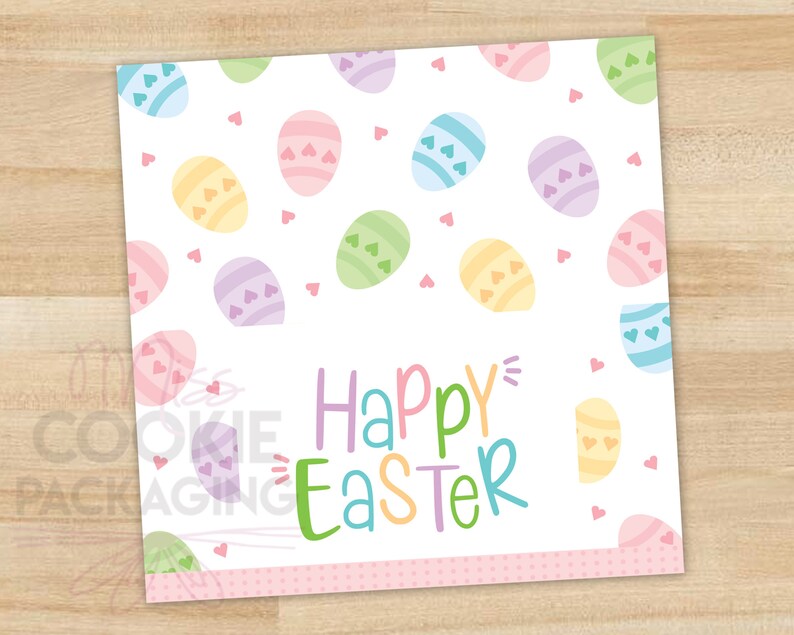 4" Feliz Pascua Huevos coloridos Bolsa de galletas Topper, Huevos de Pascua Bolsa de galletas TOPPER, Huevo Galleta Regalo Topper, Pastel Huevos de Pascua Bolsa de galletas Topper imagen 1
