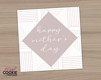 Printable Happy Mother’s Day 2 inch Square Cookie Tag - Mother’s Day Fine Lines Cookie Tag - Mother's Day Cookie Tag - Cookie Packaging