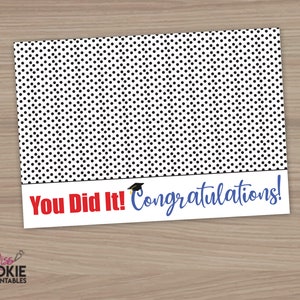 Imprimible “¡Lo hiciste! ¡Felicidades!" Mini tarjeta de galletas 5" x 3.5" Tarjeta de galletas de celebración de graduación Etiqueta de graduación Tarjeta de embalaje de galletas
