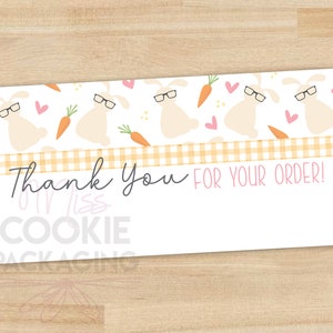 4" Happy Easter Bunny met bril Cookie Pickup Order Naamkaart, Easter Cookie Pickup Card, Spring Cookie Order Naamkaart Cookie Orderkaart