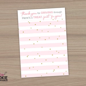 Para impressão “Obrigado por passar por aqui, aqui está um deleite só para você” Mini cartão de biscoitos de 3,5” x 5” Quarentena para chá de panela de bebê Drive By Card
