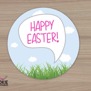 Etiquetas imprimibles redondas de 2" - Feliz Pascua - Etiqueta de galleta de Pascua imprimible - Etiqueta de regalo de Pascua - Etiqueta de regalo de Pascua