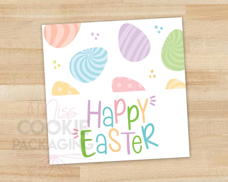 Pastel Easter Eggs Cookie tag Happy Easter 2 Cookie Tag Colorful Easter Eggs Gift Tag Pastel Easter Egg and Dots Cookie Packaging Tag
