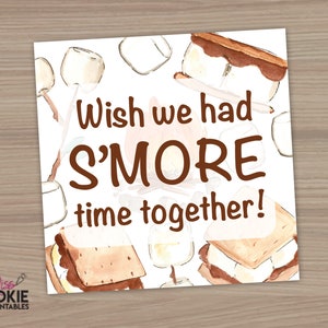 Afdrukbare "Wens dat we S'MORE tijd samen hadden" 2 inch vierkante Cookie Tag leraar waardering Cookie Tag leraar Cookie Tag Cookie verpakking