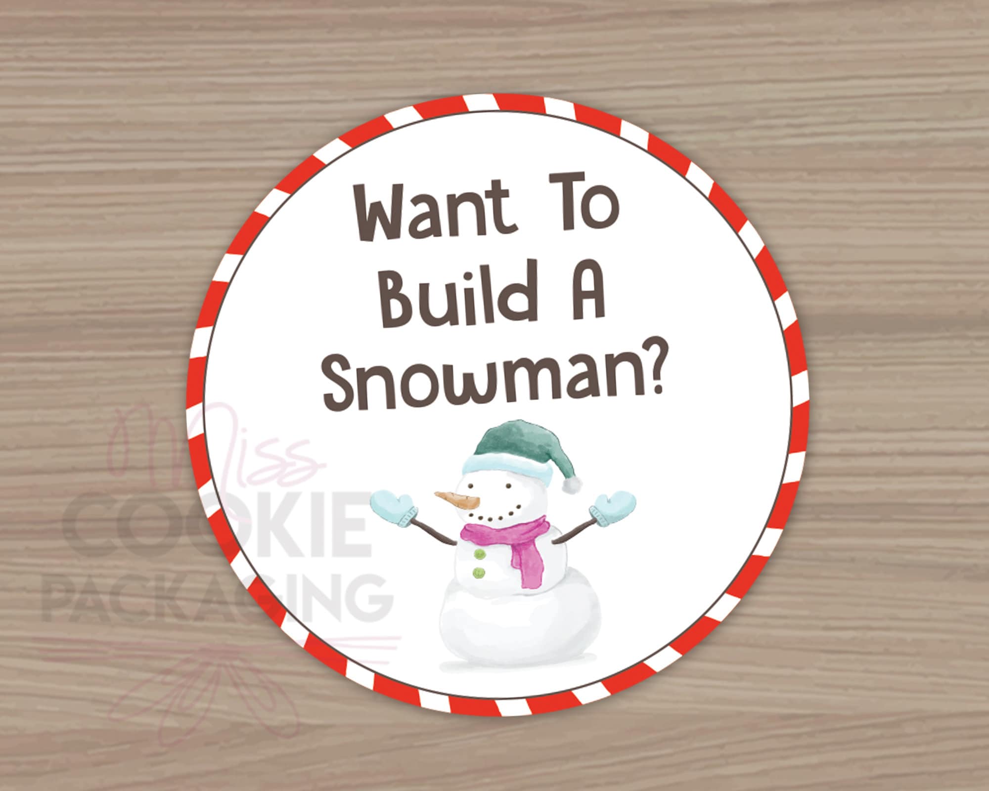want to build a snowman 2" christmas elf cookie tag, kids
