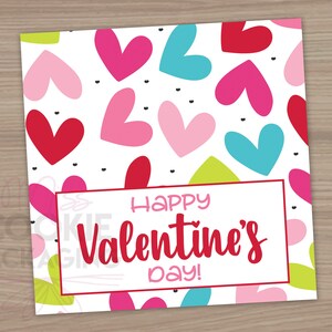 4&quot; Happy Valentine&#39;s Day Cookie Bag Topper, Valentine Cookie TOPPER, Valentines Day Heart Cookie Gift Topper, Hearts Cookie Gift Bag Topper