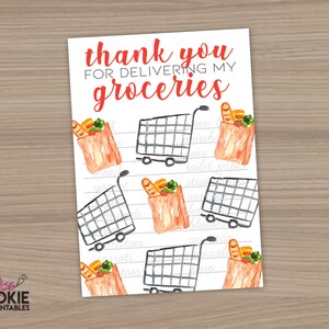 Afdrukbaar bedankt voor het bezorgen van mijn boodschappen Mini Cookie Card - 3,5 "X 5" afdrukbare Mini Cookie Card - Cookie-verpakking