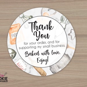 Printable “Thank You for your order and for supporting my small business!” Bakery Customer Pick Up Card Cookie Thank You Card Packaging