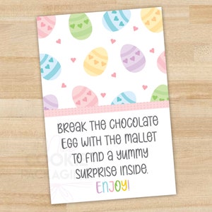 Huevo de chocolate rompible etiqueta de 2x3", huevos coloridos corazones tarjeta de huevo de chocolate, Pascua rompible, etiqueta de chocolate smash, etiqueta de huevo de chocolate roto