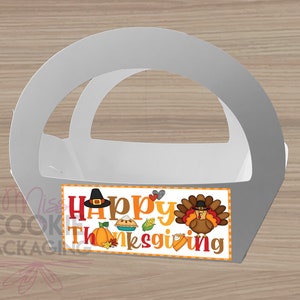 Happy Thanksgiving Small Cookie Basket Printable Graphic, Turkey Day Cookie Basket Label, Fall Cookie Order Card, Basket Cookie Packaging