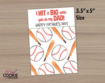 I HIT it BIG with you as my DAD! Baseball Mini Cookie Card, 3.5" x 5" Father’s Day Cookie Card, Fathers Day Gift, Dad Cookie Card