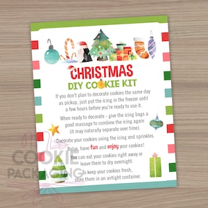 Weihnachten DIY Cookie Kit Anleitung Karte 10x15, Weihnachten Kinder DIY Cookie Dekoration Kit Karte, Winter Cookie Kit Aktivitätsanweisungen