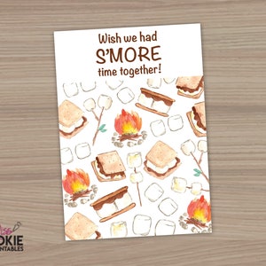 Wish We Had S&#39;More Time Together Mini Cookie Card 3.5&quot; x 5&quot; Smores Cookie Packaging Mini Cookies Teacher Appreciation Gift Card Cookie Tag