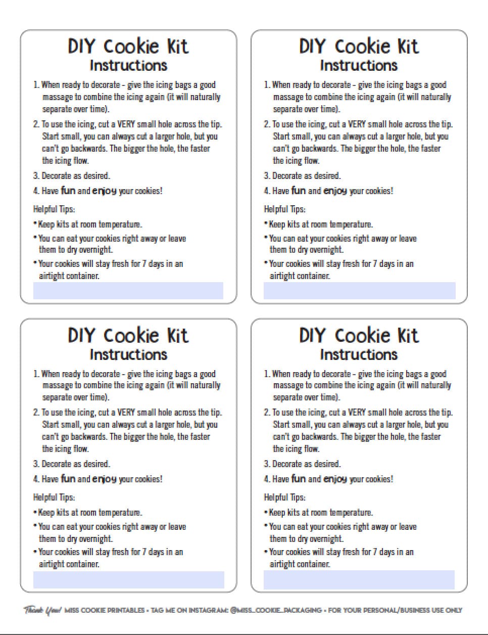 SIMPLE DIY Cookie Kit Instructions - Printable Card - 4