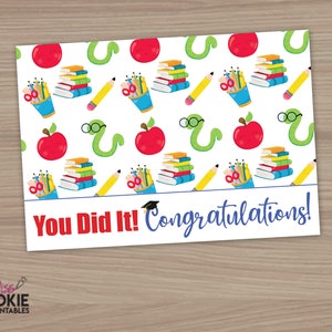 Para imprimir “Você conseguiu! Parabéns!" Mini cartão de biscoitos de 5" x 3,5" cartão de celebração de formatura cartão de biscoitos etiqueta de formatura cartão de embalagem de biscoitos