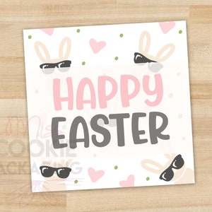 Joyeuses Pâques 2" Bunny Cookie Tag, Easter Bunny Glasses Hearts Cookie Tag, Easter Cookie tag, Easter Gift Tag, Easter Cookie Packaging Tag