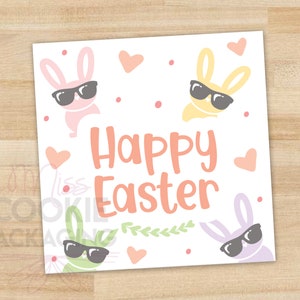Joyeuses Pâques 2" Bunny Cookie Tag, Easter Bunny Hearts Cookie Tag, Easter Cookie tag, Easter Gift Tag, Bunnies Hearts Cookie Packaging Tag