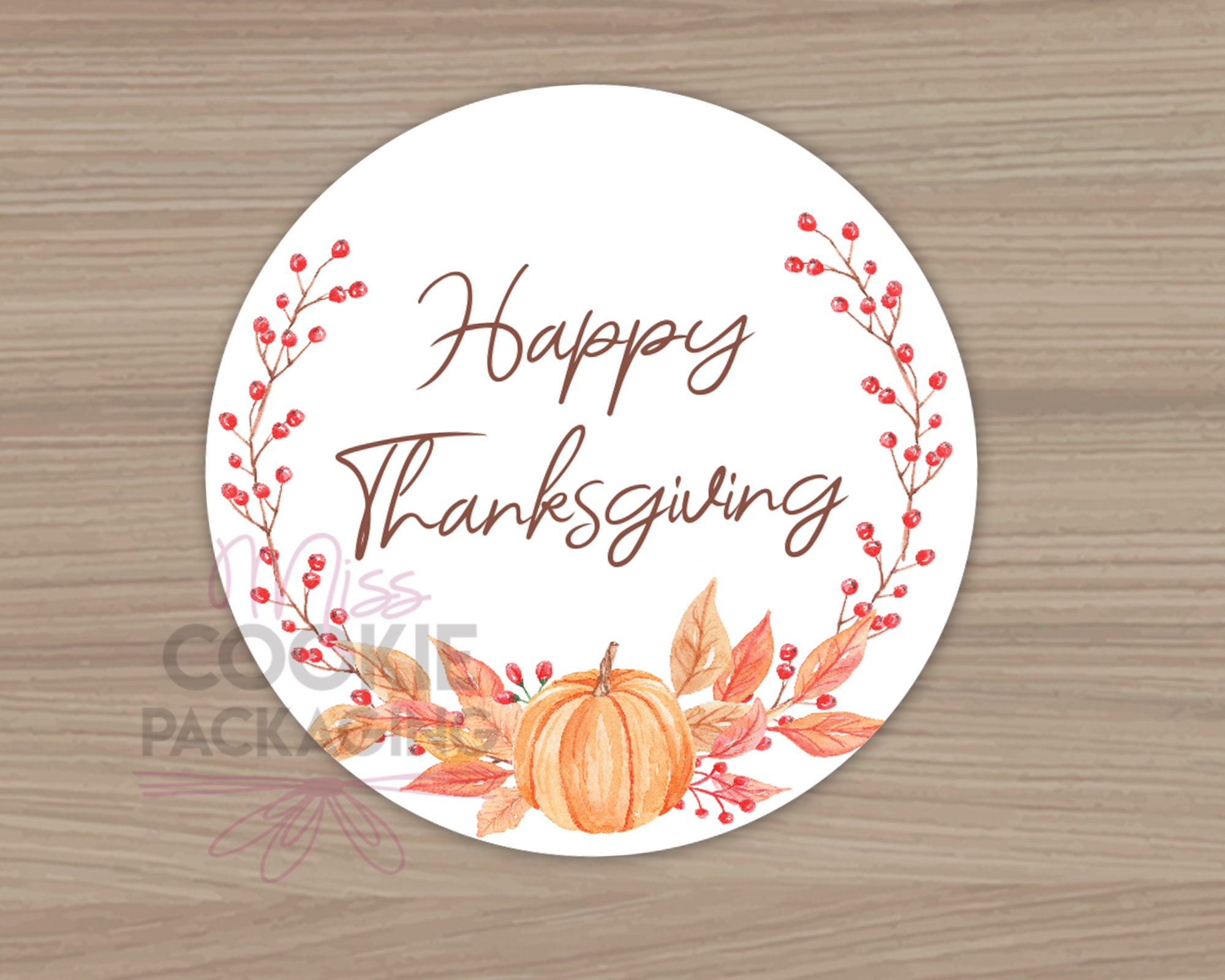 Happy Thanksgiving 2 Wreath Cookie Tag, Fall Pumpkin Wreath Round Fall  Autumn Cookie Bag Tag Thanksgiving Cookie Label Tag Cookie Packaging