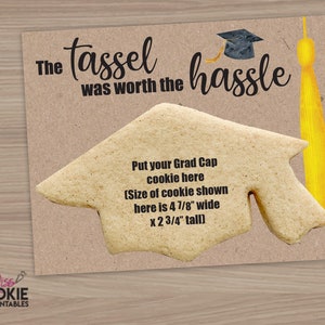5" x 4" imprimible "la borla valió la pena la molestia" Tarjeta de galleta de graduación de papel Kraft, tarjeta de galleta de celebración de graduación