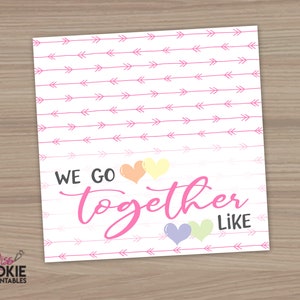 TOPPER de 4" - Vamos juntos como - Biscoito de Dia dos Namorados para impressão - Topper de cartão de corações com setas rosa 4" - Presente de Dia dos Namorados Goodie Topper