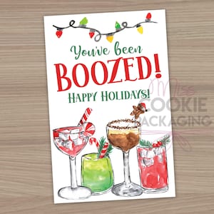 2" x 3" Imprimable Joyeuses Fêtes "Vous avez été alcoolisé !" Étiquette de panier d’alcool, appréciation d’ami Boozing Friends Alcool Panier de Noël Drop