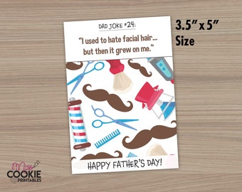 3.5" x 5" Dad Joke #3 Facial Hair Cookie Card, Happy Father’s Day Cookie Card, Father's Day Mustache Card, Father's Day Cookie Packaging