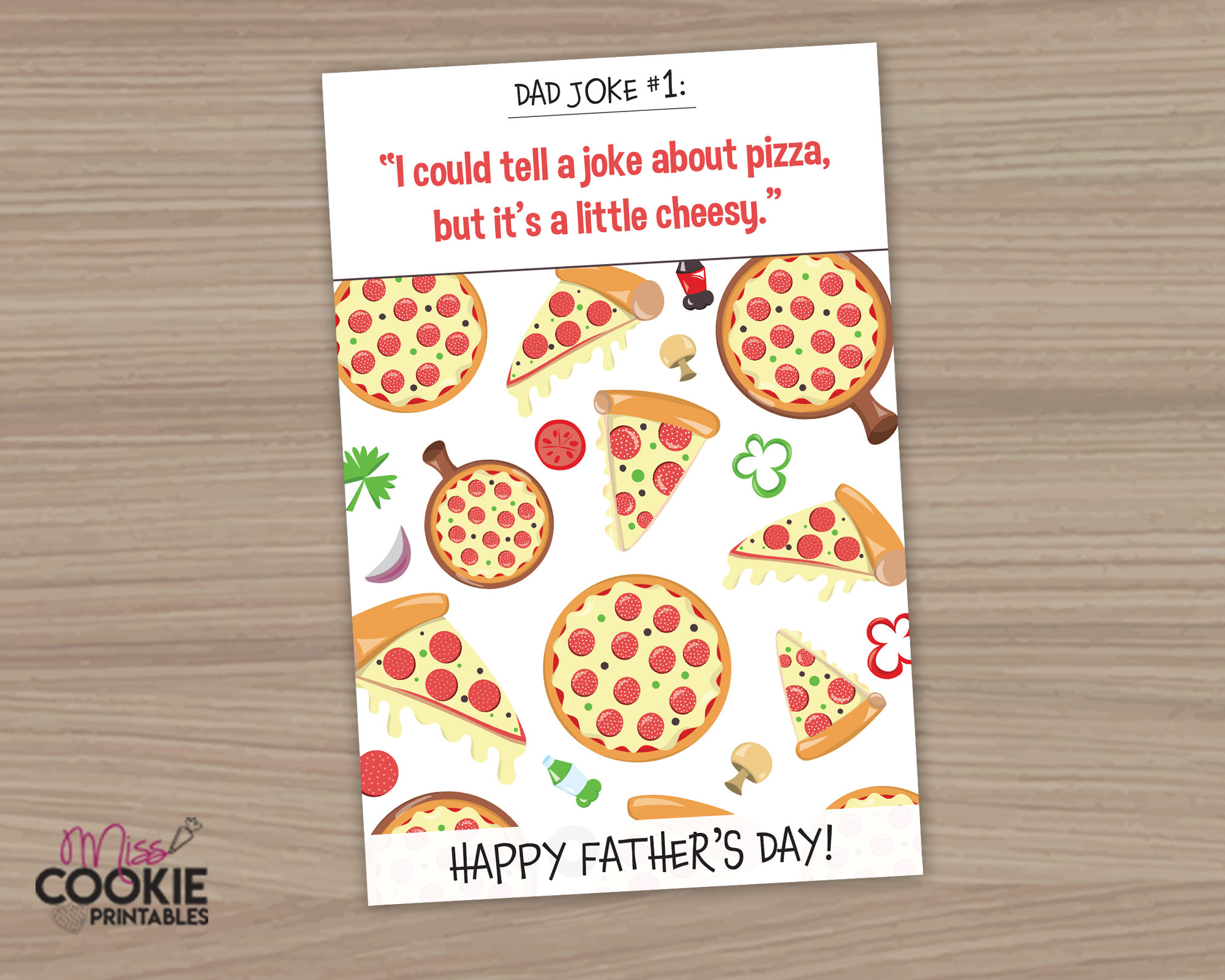 4 x 6 Dad Joke 14 Pizza Cookie Card Happy Etsy