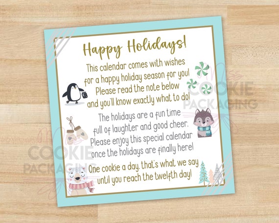 12 Day Light Blue Cookie Advent Calendar POEM printable File 5 X 5, Christmas  Cookie Advent Calendar Card, Mini Christmas Cookie Card - Etsy
