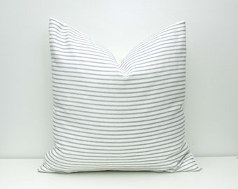Coastal Striped Pillow Cover | Blue Ticking Stripe | Farmhouse Decor | Throw Pillow Case | Nautical Home Decor