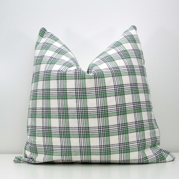 Green Plaid Pillow Etsy