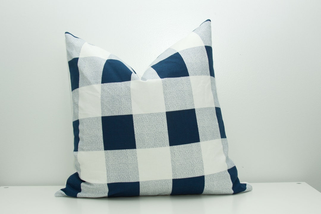 Navy Buffalo Check Pillow Cover Buffalo Check Decor Fall Etsy.de