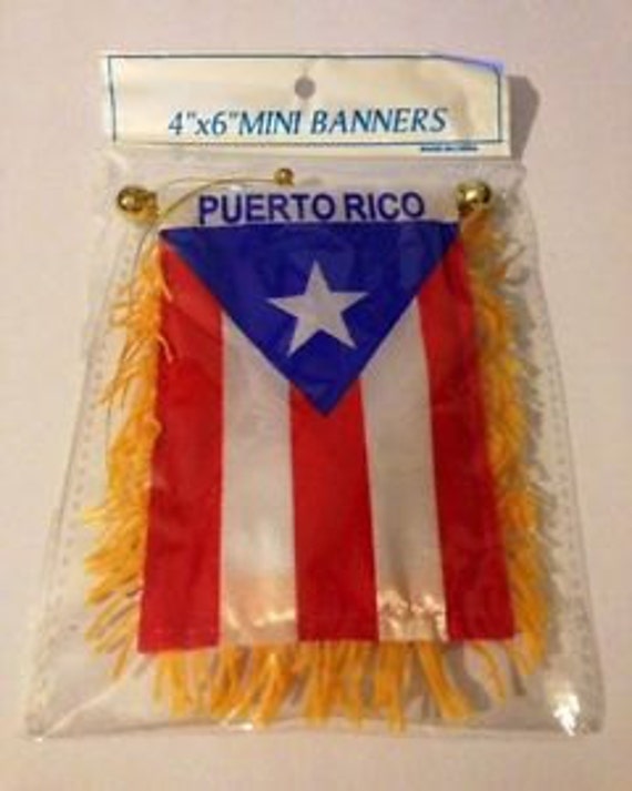 Puerto Rico Mini Flag Banner Car Rearview Mirror Etsy