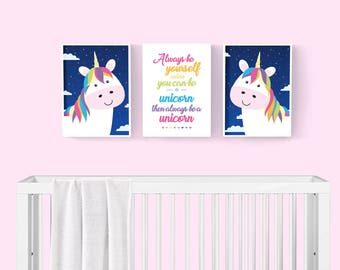 Unicorn printable Unicorn wall art Girls room decor | Etsy
