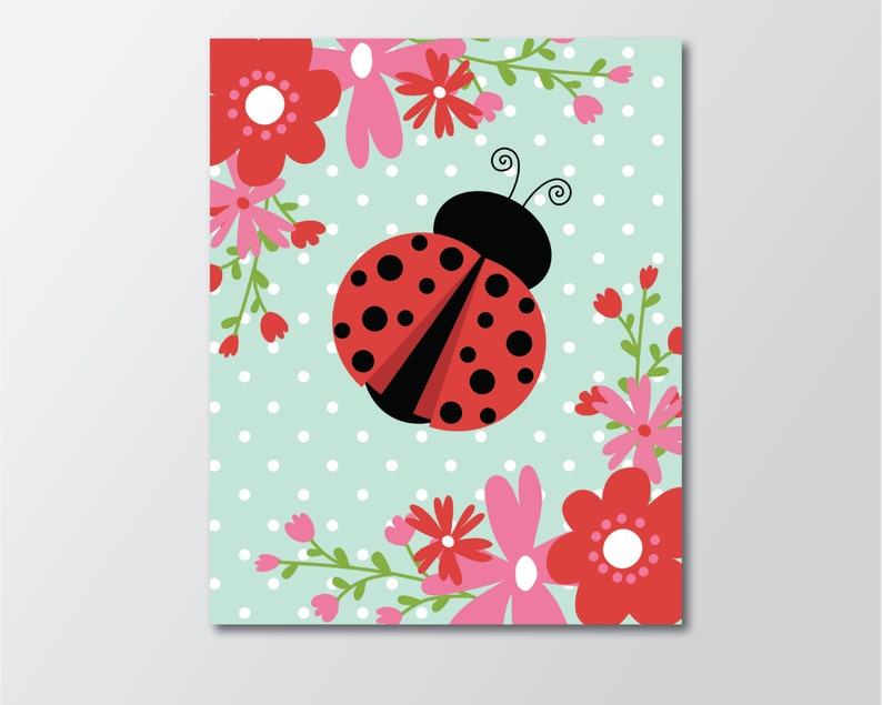 Ladybug Wall Art Printable Art Girls Nursery Decor Etsy