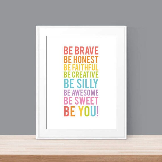 Inspirational Wall Art Children S Wall Art Be Awesome Etsy