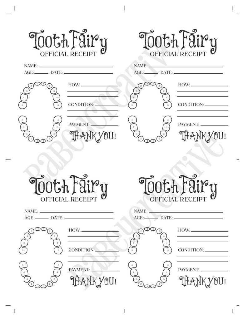 tooth fairy receipt free tooth fairy receipt free