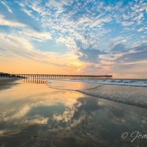 Surf City Ocean Pier, Topsail Island NC Sunrise - Print, Canvas Gallery Wrapped Print