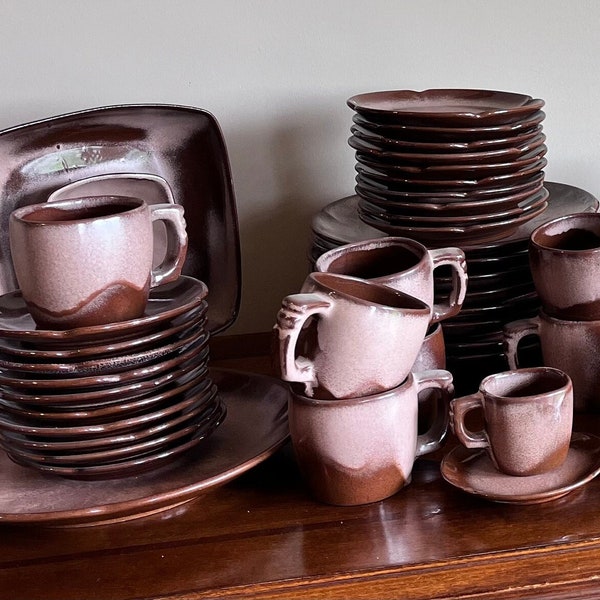 Vintage Frankoma Pottery Plainsman Brown Dishes, Many Styles To Choose From, Dinner Plates, Cups, Saucers, Chip Dip, Vegetable Server,