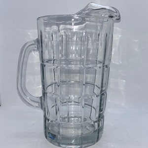 Vintage Anchor Hocking Manchester Clear Glass Pitcher: Tartan Plaid, 50 Oz
