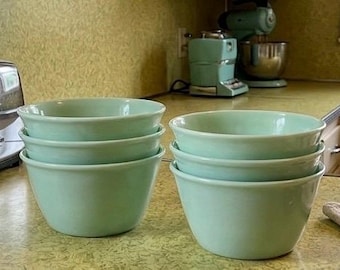 Vintage 1950's Dallas Ware Mint Green Custard Or Bouillon Cups Set Of 6