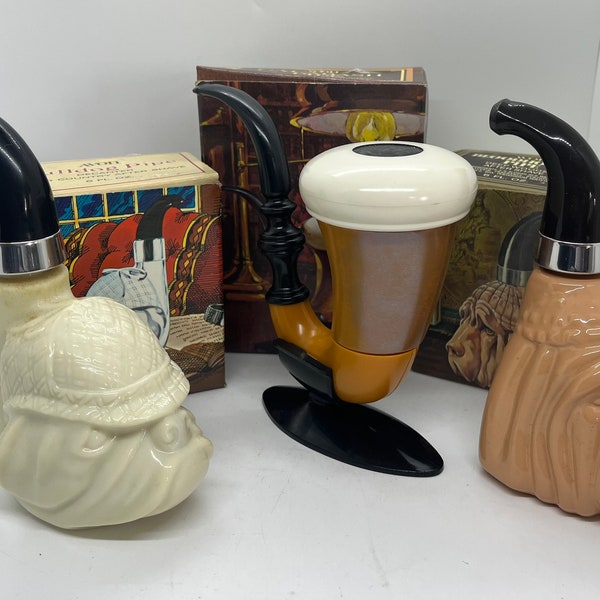 Vintage Avon Pipe After Shave Bottles, Bulldog Pipe, Bloodhound Pipe, Deep Woods After Shave,  Calabash Pipe, Wild Country After Shave